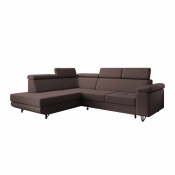   Kinyitható ülőgarnitúra, barna, balos, JOGI ROH , Barna , Szövet