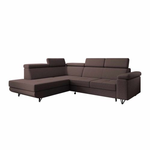 Kinyitható ülőgarnitúra, barna, balos, JOGI ROH , Barna , Szövet