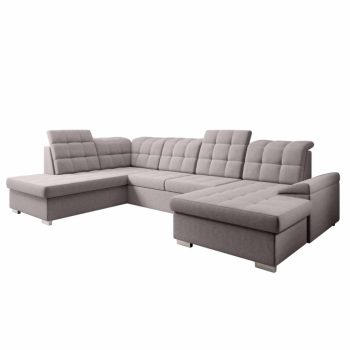   Kinyitható ülőgarnitúra, szürkésbézs Taupe, balos, OREO U , Szürke , Szövet