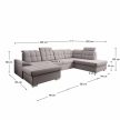 Kinyitható ülőgarnitúra, szürkésbézs Taupe, jobbos, OREO U , Szürke , Szövet