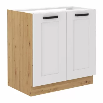   Mosogató szekrény, fehér/artisan tölgy, LULA 80 ZL 2F BB , Fehér , MDF