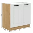 Mosogató szekrény, fehér/artisan tölgy, LULA 80 ZL 2F BB , Fehér , MDF