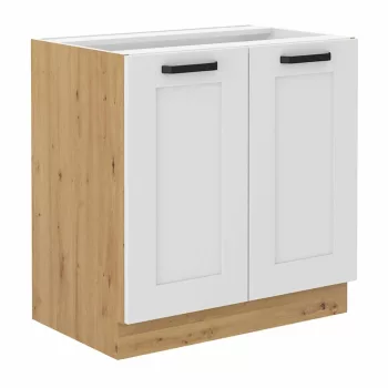   Alsó szekrény, fehér/artisan tölgy, LULA 80 D 2F BB , Fehér , MDF