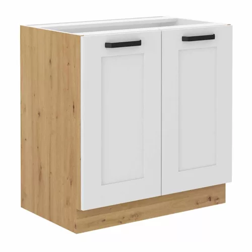 Alsó szekrény, fehér/artisan tölgy, LULA 80 D 2F BB , Fehér , MDF