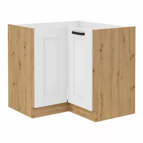 Alsó szekrény sarokba, fehér/artisan tölgy, LULA 89x89 ND 1F BB , Fehér , MDF