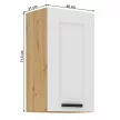 Felső szekrény, fehér/artisan tölgy, LULA 40 G-72 1F , Fehér , MDF