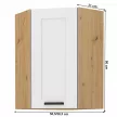 Felső szekrény sarokba, fehér/artisan tölgy, LULA 58x58 GN-90 1F , Fehér , MDF