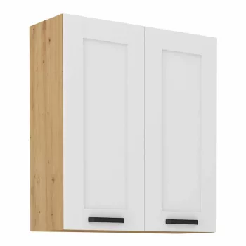   Felső szekrény, fehér/artisan tölgy, LULA 80 G-90 2 F , Fehér , MDF