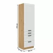 Magas szekrény, fehér/artisan tölgy, LULA 60 DKS-210 3S 1F , Fehér , MDF