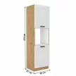 Magas szekrény beépített sütőhöz, fehér/artisan tölgy, LULA 60 DP-210 2F , Fehér , MDF