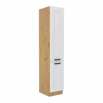   Magas szekrény, fehér/artisan tölgy, LULA 40 DK-210 2F , Fehér , MDF