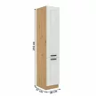 Magas szekrény, fehér/artisan tölgy, LULA 40 DK-210 2F , Fehér , MDF