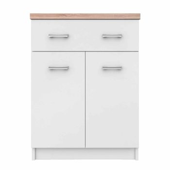   Komód 2D1S/60, fehér/sonoma tölgy, TOPTY TYP 41 , Barna , Faforgács