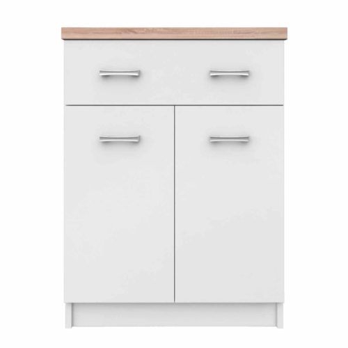 Komód 2D1S/60, fehér/sonoma tölgy, TOPTY TYP 41 , Barna , Faforgács