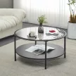 Dohányzóasztal, fekete/üveg/fém, PARLAN , Fekete , Üveg
