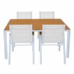Kerti asztal, fehér acél/tölgy, BONTO , Fehér , Acél