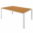 Kerti asztal, fehér acél/tölgy, BONTO , Fehér , Acél