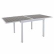 Kerti kihúzható asztal, fehér acél/szürke, DORIO , Fehér , Acél