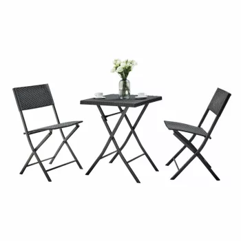 Kerti rattan szett 1+2, fekete, FARUK , Čierna , Rattan