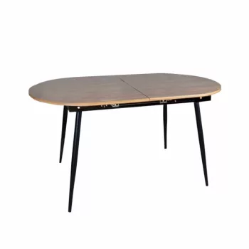   Étkezőasztal, széthúzható, tölgy/fekete 150-190x75 cm, TAMERON , Barna , MDF