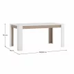 Széthúzható étkezőasztal, fehér extra magasfényű HG/sonoma tölgy sötét trufla, 160-200x90 cm, LYNATET TYP 75 , Fehér