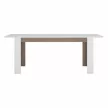 Széthúzható étkezőasztal, fehér extra magasfényű HG/sonoma tölgy sötét trufla, 160-200x90 cm, LYNATET TYP 75 , Fehér