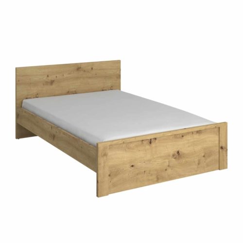 Ágy, 140x200, artisan tölgy, AIRON , Barna , Faforgács