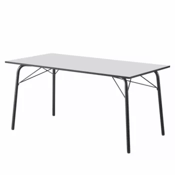   Étkezőasztal, fehér/fekete, 160x80x75 cm, NALAK TYP 3 , MDF