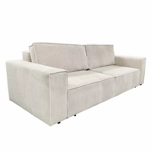 Kihúzható heverő, tejszínes, HARPERA BIG SOFA , Bézs , Szövet