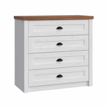   Komód, sosna andersen/tölgyfa lefkas, PROVANCE K4 , Fehér , Faforgács