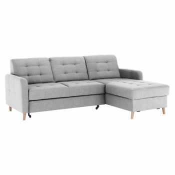   Univerzális sarokgarnitúra, világosszürke, VISBY , Szürke , Szövet