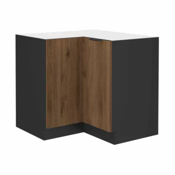  Alsó sarokszekrény, okapi dió/fekete, MENZO 90x90 DN 2F BB , Barna
