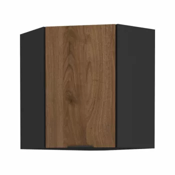   Felső sarokszekrény okapi dió/fekete, MENZO 60x60 GN-72 1F , Fekete , Faforgács