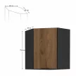 Felső sarokszekrény okapi dió/fekete, MENZO 60x60 GN-72 1F , Fekete , Faforgács