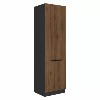   Magas szekrény, okapi dió/fekete, MENZO 60 DK-210 2F , Fekete , Faforgács