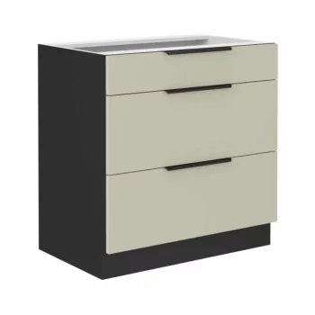 Alsó szekrény, cashmere/fekete, ARAKA 80 D 3S BB , Bézs