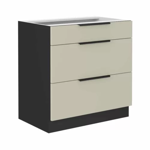 Alsó szekrény, cashmere/fekete, ARAKA 80 D 3S BB , Bézs