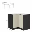 Alsó sarokszekrény, cashmere/fekete, ARAKA 90x90 DN 2F BB , Bézs