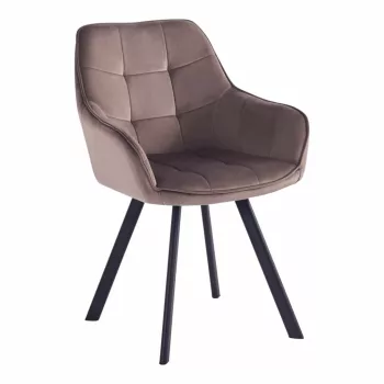   Design fotel, szürkésbarna Velvet/fekete, PETIN , Barna , Szövet