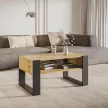 Dohányzóasztal, artisan tölgy/fekete, CARA 1 , Barna , Faforgács