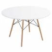 Étkezőasztal, fehér/matt/bükk, átmérő 120 cm, DEMIN NEW | Fehér | MDF