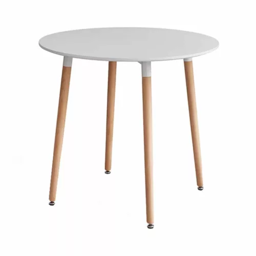 Étkezőasztal, fehér/bükk, átmérő 60 cm, ELCAN NEW TYP 1