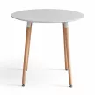 Étkezőasztal, fehér/bükk, átmérő 80 cm, ELCAN NEW