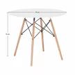 Étkezőasztal,  fehér/bükk, átmérő 90 cm, GAMIN 2 NEW 90 | Barna | Fém