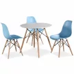 Étkezőasztal,  fehér/bükk, átmérő 90 cm, GAMIN 2 NEW 90 | Barna | Fém