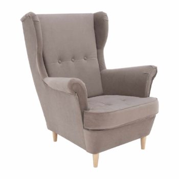   Füles fotel, bézs-szürke/bükk, RUFINO 3 NEW , Barna , Szövet