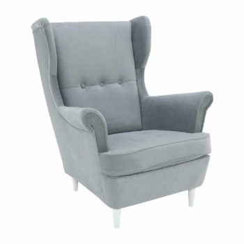 Füles fotel, világosszürke/fehér, RUFINO 3 NEW , Szövet