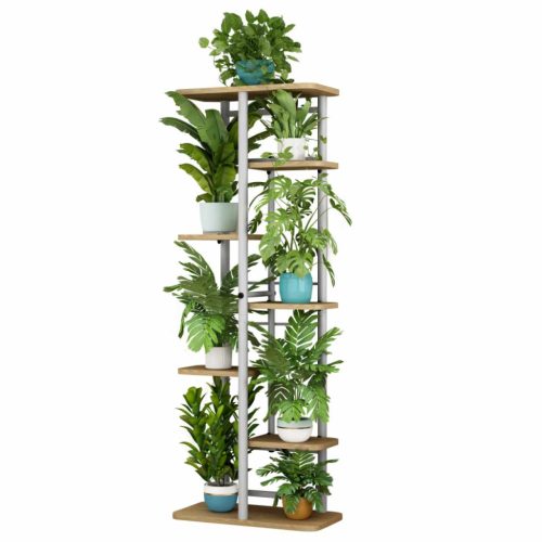 Virágállvány, fehér/sonoma tölgy, LEDOR TYP 3 | Fehér | Fém