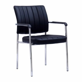   Tárgyalószék, fekete ekobőr/króm, FLORIN , Fekete , Ekobőr