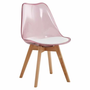   Szék, átlátszó rózsaszín, akril/ekobőr/bükk, BALI 2 NEW | Barna | Fa